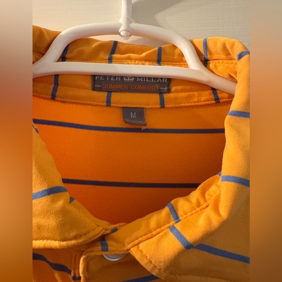 Peter Millar Summer Comfort Polo Men’s Medium Orange/Blue Stripe - Picture 3 of 3